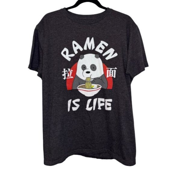 Cartoon Network We Bare Bears black Ramen Is Life unisex t-shirt size L - Picture 2 of 5